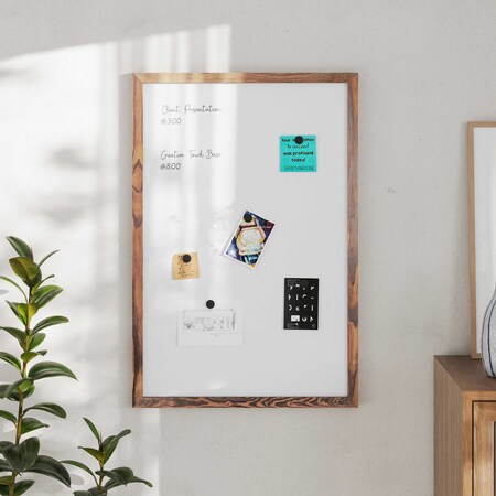Flash Furniture Bristol 24x36 Wall Mount White Board w/ Dry Erase Marker, 4 Magnets, and Eraser, Torched Brown HGWA-WHITE-24X36-BRN-GG